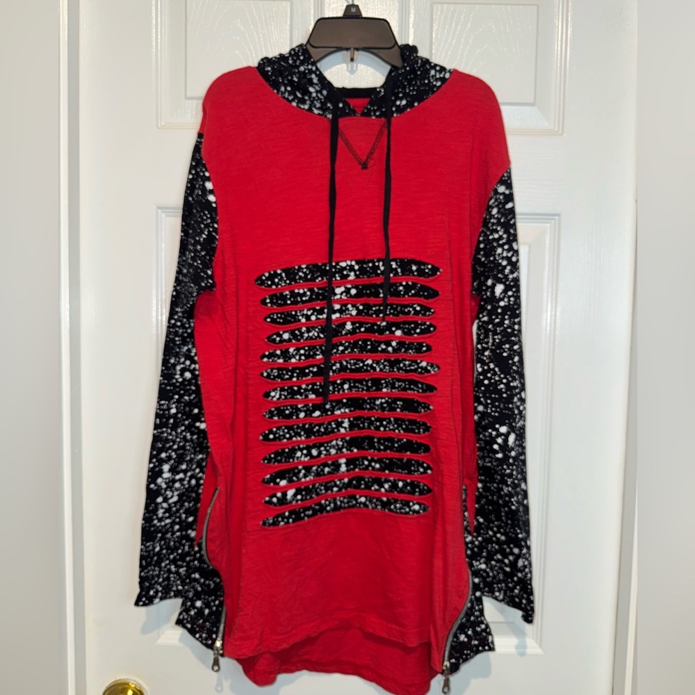 Red and Black Hooded Sweatshirt